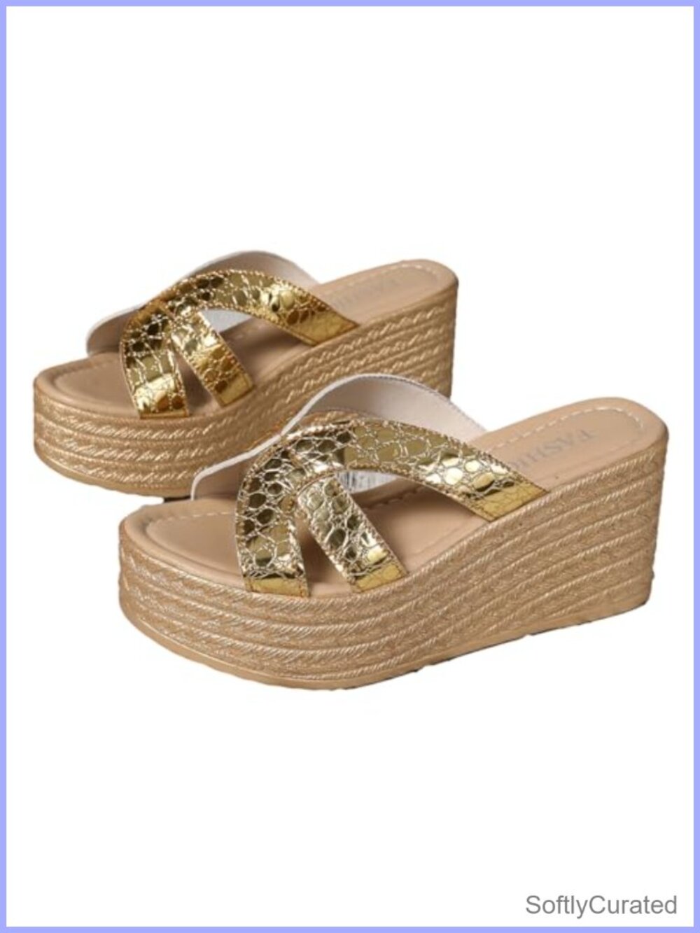 Womens Platform Wedge Sandals Slip On Open Toe PU Orthopedic Comfort Walking